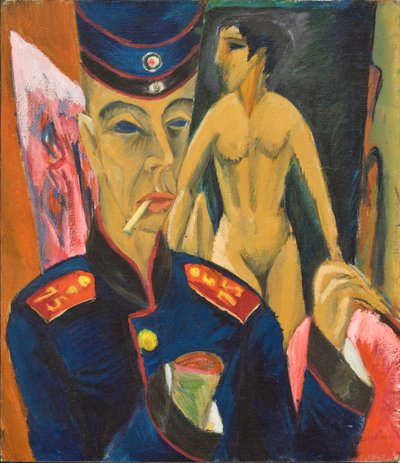 Auto-retrato de um soldado, 1915 de Ernst Ludwig Kirchner
